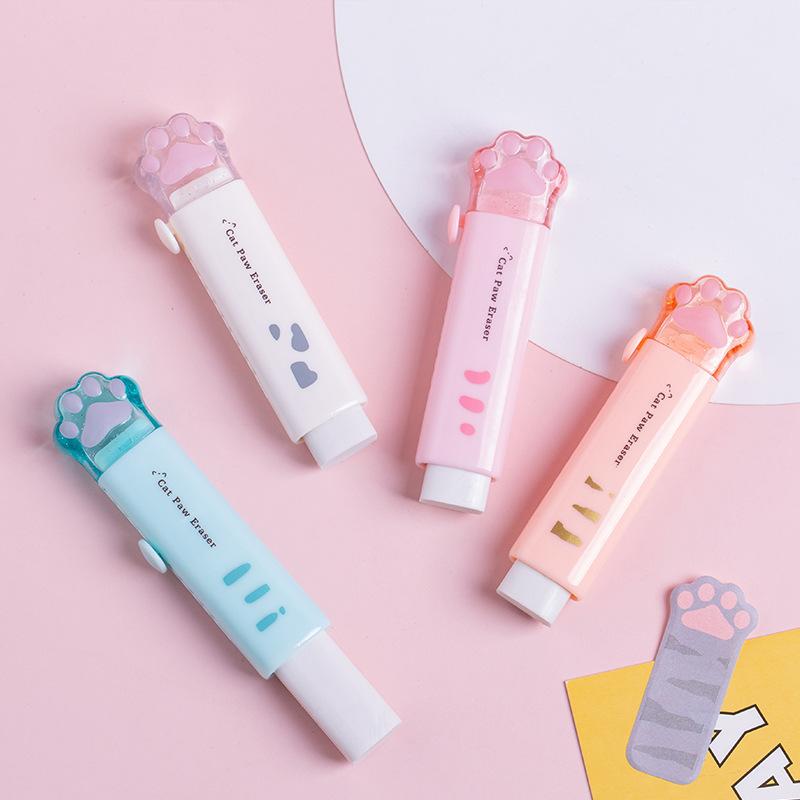 1Pc Cartoon cat scratch eraser push-pull pen eraser clean without leaving marks erase student eraser