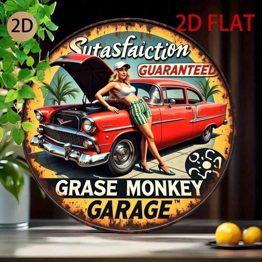 Retro Vintage Metal Tin Sign Pin Up Girl Classic Car Wall Art Decor Cool Collectible Man Cave Bar