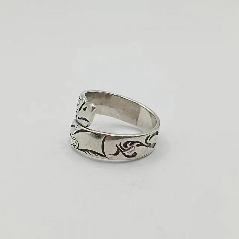 Adjustable Sterling Eagle Beak Ring Men Women Vintage Geometric Animal Statement