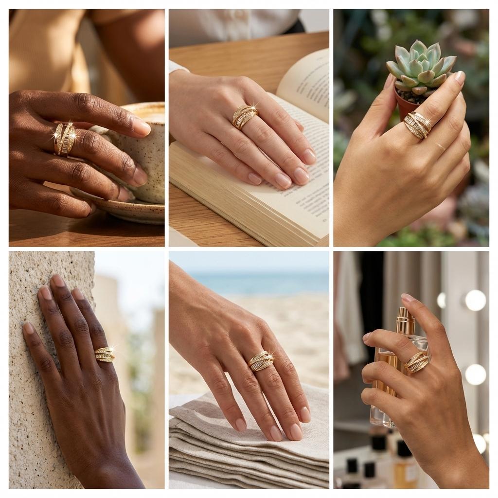 Exquisite Micro Pave AAA Cubic Zirconia Winding Rings for Women Multi Layer Sparkling Opening Finger Ring Party Daily Jewelry