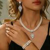 Leaf Necklace Earrings Bracelet Set Bridal Banquet Dress Party Women's Jewelry Light Luxury