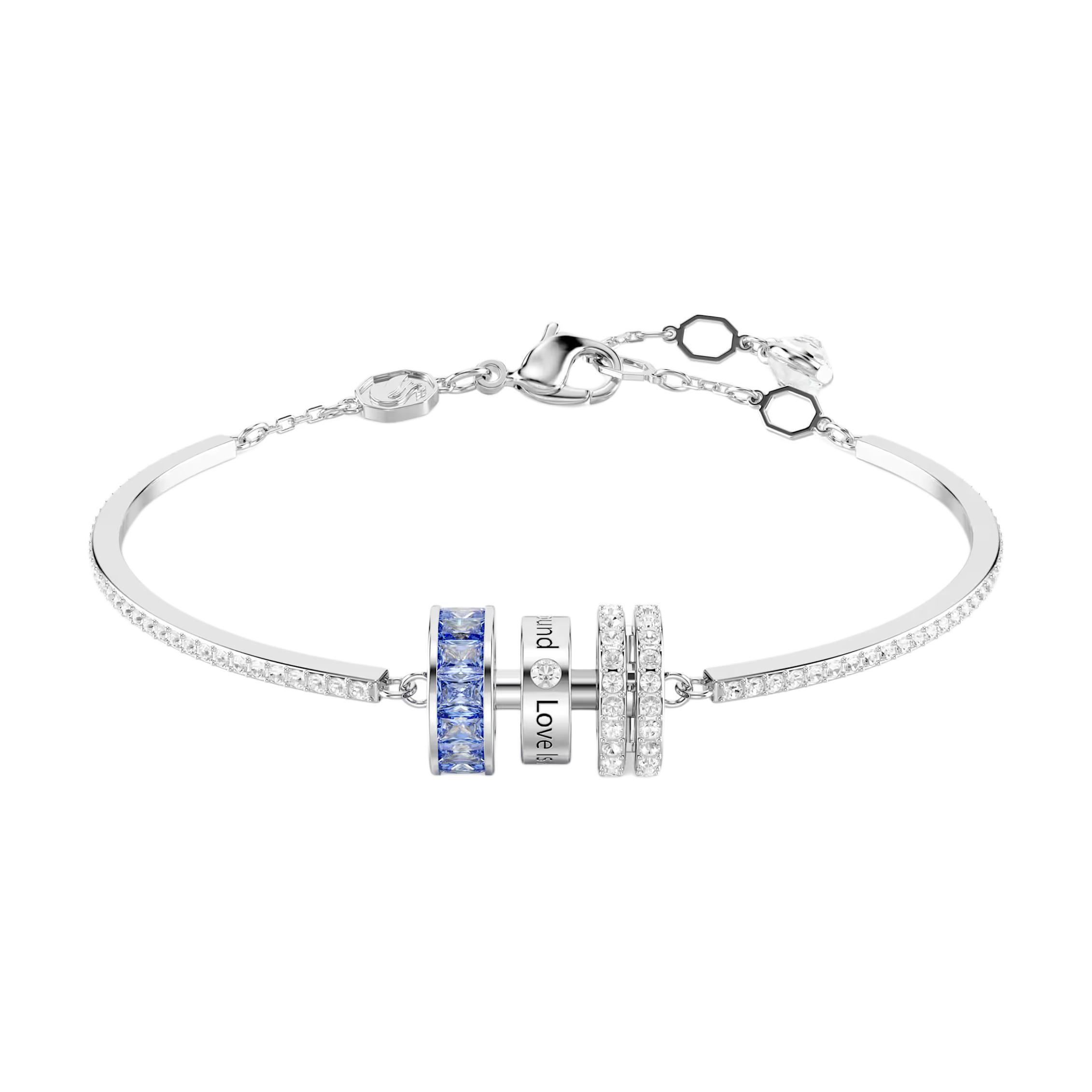 Swarovski Connexus Bracelet With Three Ring Pattern Rhodium Plated Imitation Crystal Women bracelet Silver 5690039 Box (Random Color)