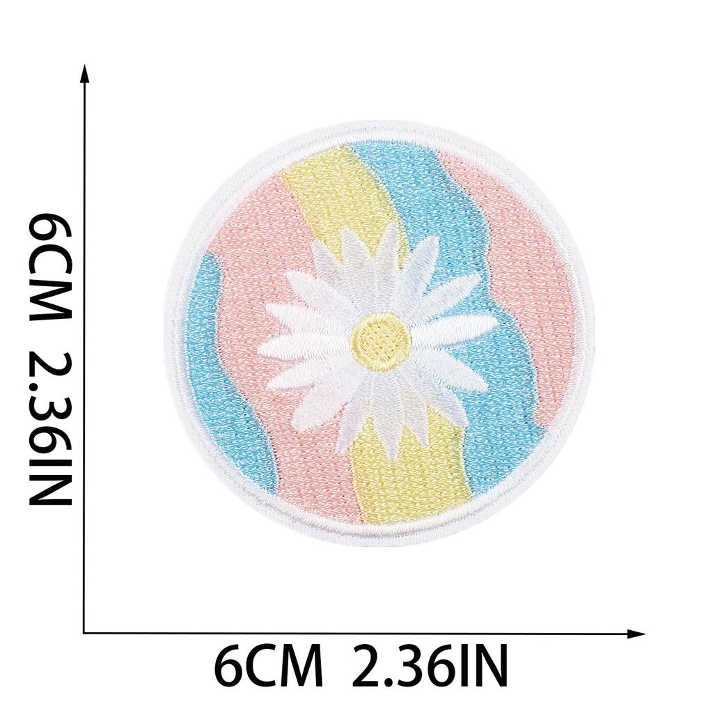 New Flower Embroidery Cloth Sticker Set, Clothes Decoration Patch Sticker, Cartoon Chrysanthemum Heat Transfer Embroidery Sticker