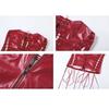 Women's Red Patent Leather Strapless Lace-Up Corset Top Form Fitted Party Crop Top
