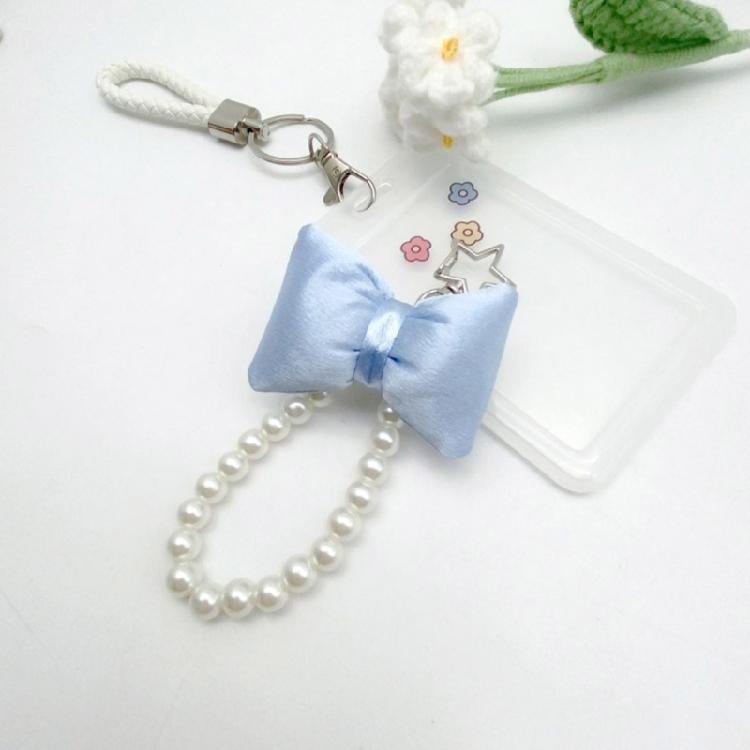 Cute Bowknot Keychain Pendant Fashionable Beaded Phone Charm for Case Decoration