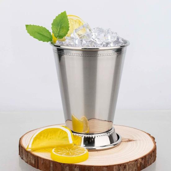 Cocktail Glass Stainless Steel Julep Cups 400ml Reusable Southern-style Wine Glass Elegant Metal Drinkware for Home Bar