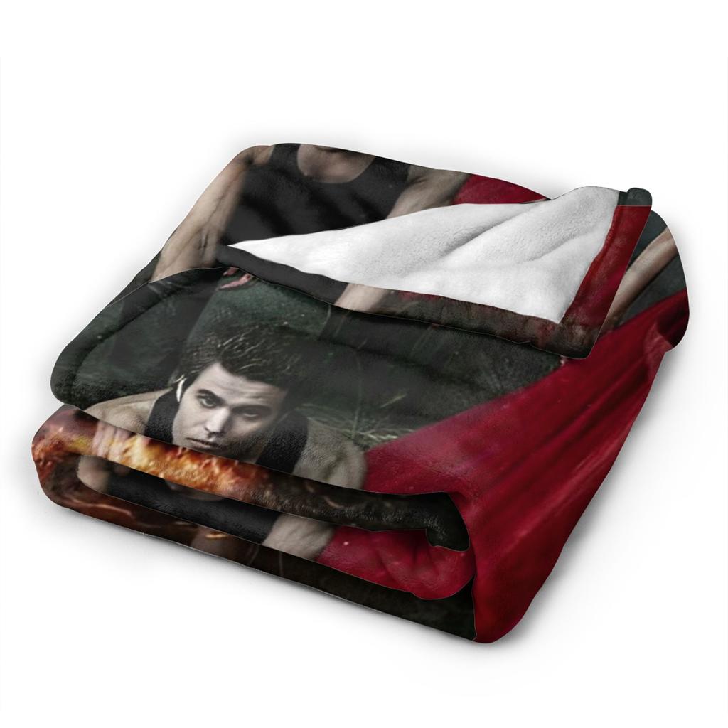 The Vampire Diaries Damon salvatore Warm Soft Blanket Travel Office Plush Throw Blanket Graphic Outdoor Bedspread Sofa Bed Cover