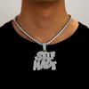 Heißer Verkauf Neues Produkt Vollbesetzter Diamantbuchstabe SELFMADE Legierung Anhänger Personalisiertes Logo Hip Hop Halskette Herrenhalskette