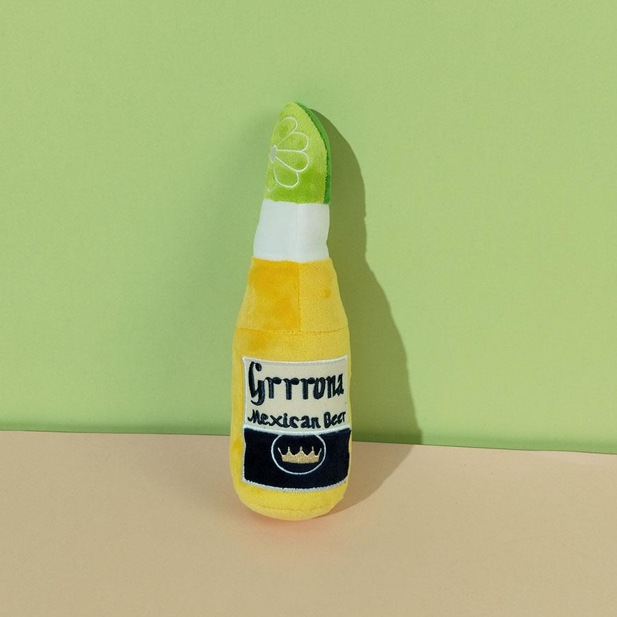 Dog Plush Toys Champagne Bottle Shape Squeaky Chew Toy Bite Resistant JUEean Teeth Interactive Pet Supplies