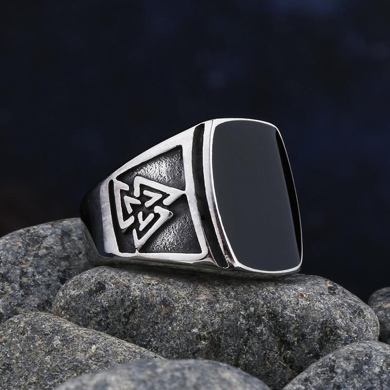 Simple Fashion Stainless Steel with Black Agate Stone Rings for Men Women High Quality Wedding Jewelry Gifts Dropshipping