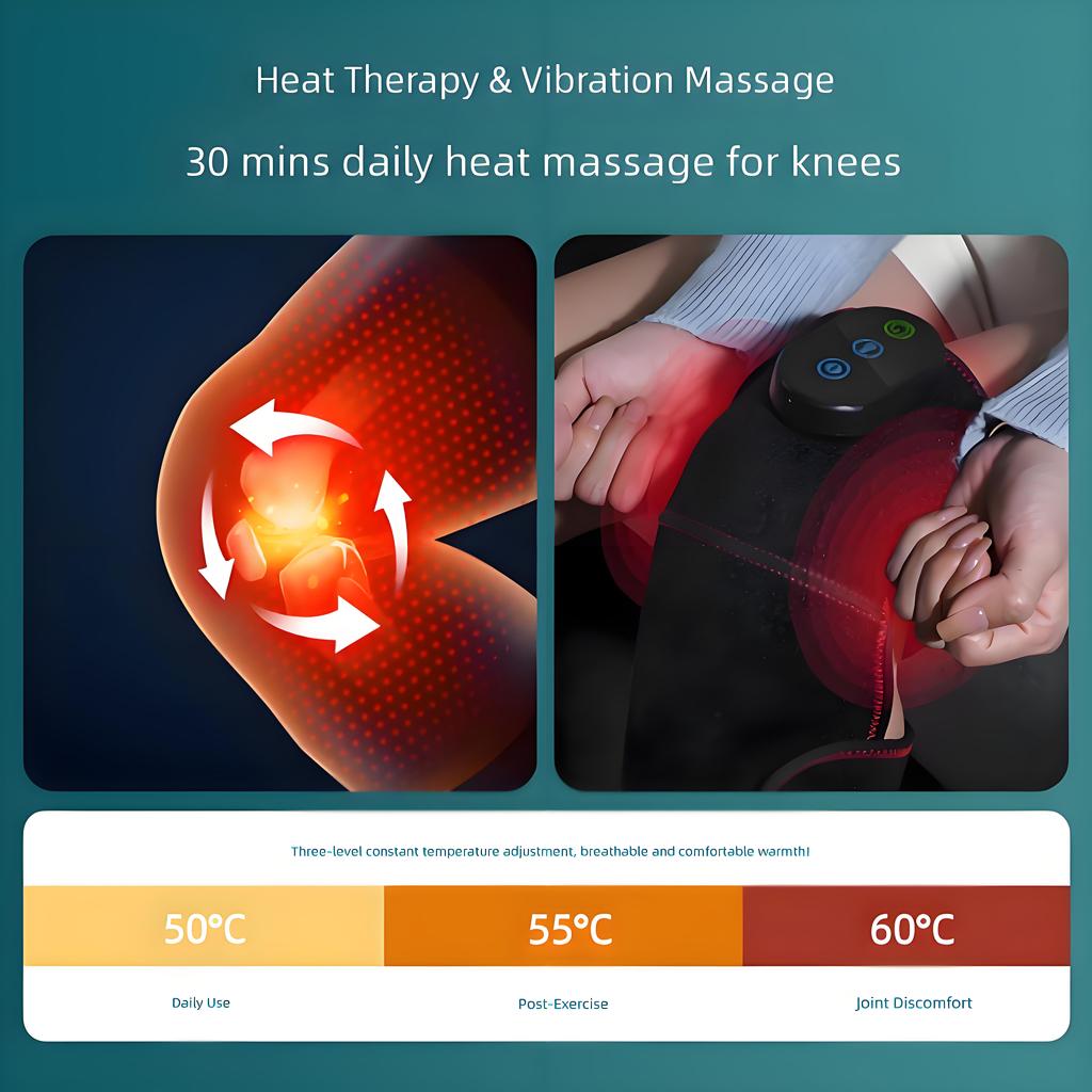 Heated Knee Massager with Deep Penetration Therapy, Rechargeable Electric Knee Warmer Brace for Joint Pain Relief