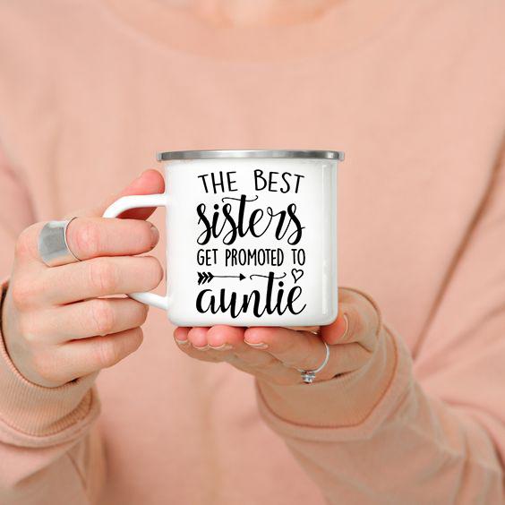 Only The Best Sisters Get Promoted To Auntie Coffee mug Pregnancy  Announcement mugs For  New Aunt Gift for Sisters in law