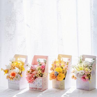 3pcs Romantic Flower Arrangement Box Paper Foldable Bouquet Wrapping Box Portable Handheld Flower Gift Box