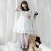 Milky Time Women's Dark Gothic Lolita Dress with Hexagram Design, Halloween Costume (White, Short Sleeves, Size M)