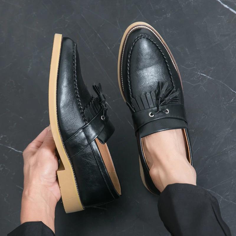 Formal Leather Men Brogues Men Loafers British Style Dress Shoes Casual Wedding Leather Shoes For Men Business Shoes Male