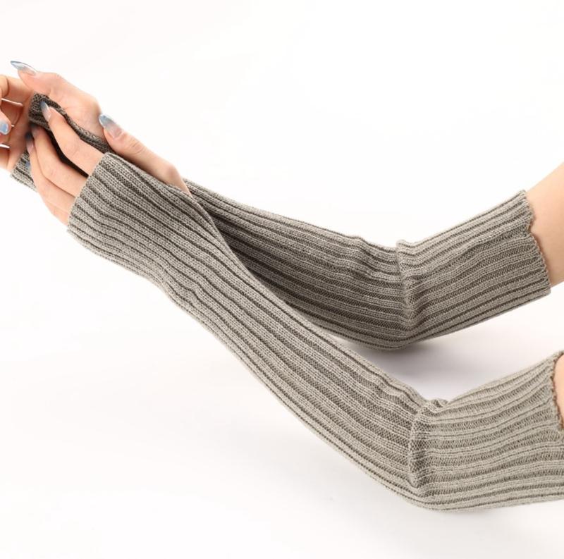 Damen Lange Fingerlose Handschuhe Weicher Damenhandschuh Lolita Kawaii Fäustling Winterwärmer Gestrickte Armmanschette Mädchen Punk Gothic Handschuhe