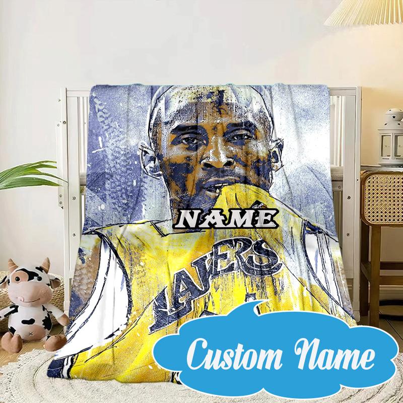 Custom Name Kobe Bryant's Legacy Numbers Blanket Bed Sofa Blanket Flannel Blanket for Camping, Hiking, Picnic Essentials,gift for Fan Family