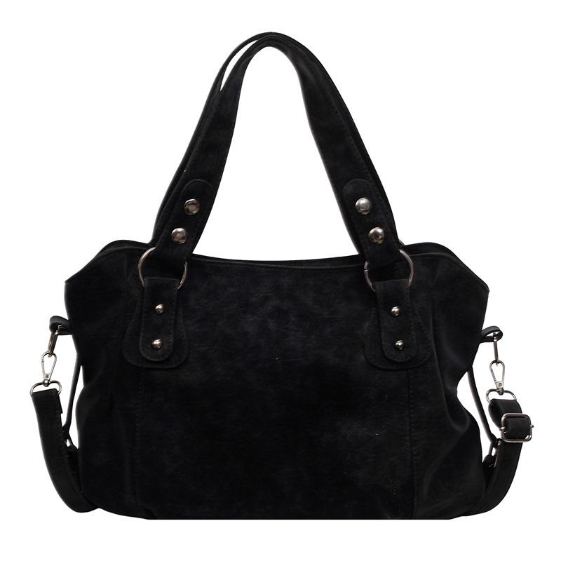 PU Shoulder Bag Women s Retro Commuter Tote Bag чёрный