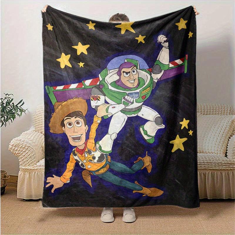 1pc,Toy Story Buzz Lightyear & Woody Space Adventure Blanket, Couch, Outdoor, Gift Idea, Flannel Blanket, Bedroom, Living, Travel, Camping, Car Use