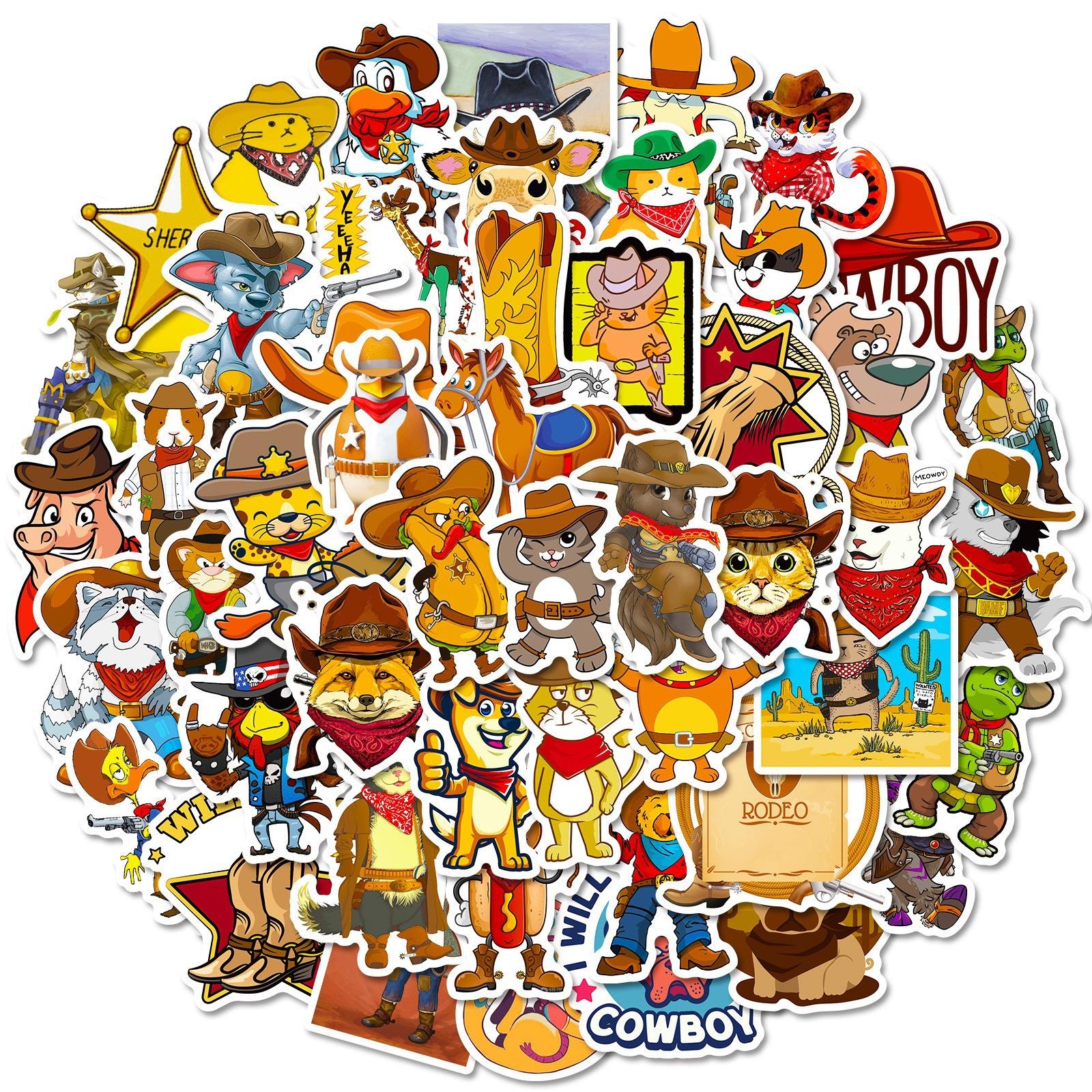 

50 Мультяшных Наклеек Серии Вестерн Новая Машина Мобильный Школьная Сумка