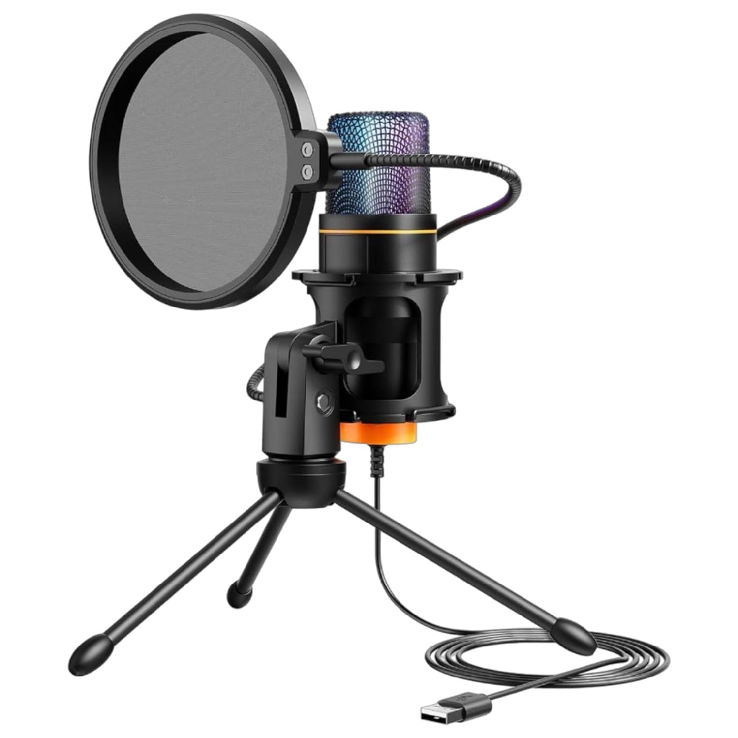 

MRG Starter Set: USB Condenser Microphone, Unidirectional, for Streaming and Recording, with RGB Light, for PC, Smartphone, and Tablet, Video