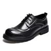 Premium Derby Shoes Men's Platform Casual Hollowed-out Leather Shoes Spring and Summer Big Head Retro Breathable Leather Hollowed-out Men's Shoes