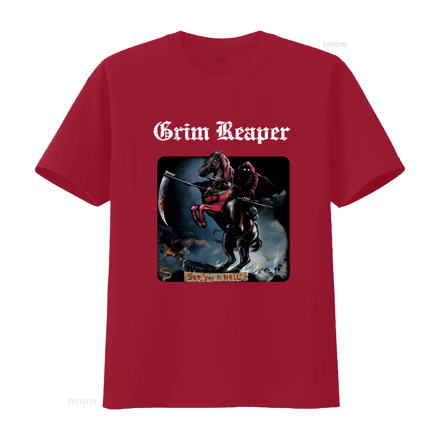 Grim Reaper See you in Hell T shirT Big Sizes Available vintage Washed Breathable Casual Slightly Versatile streetwear S