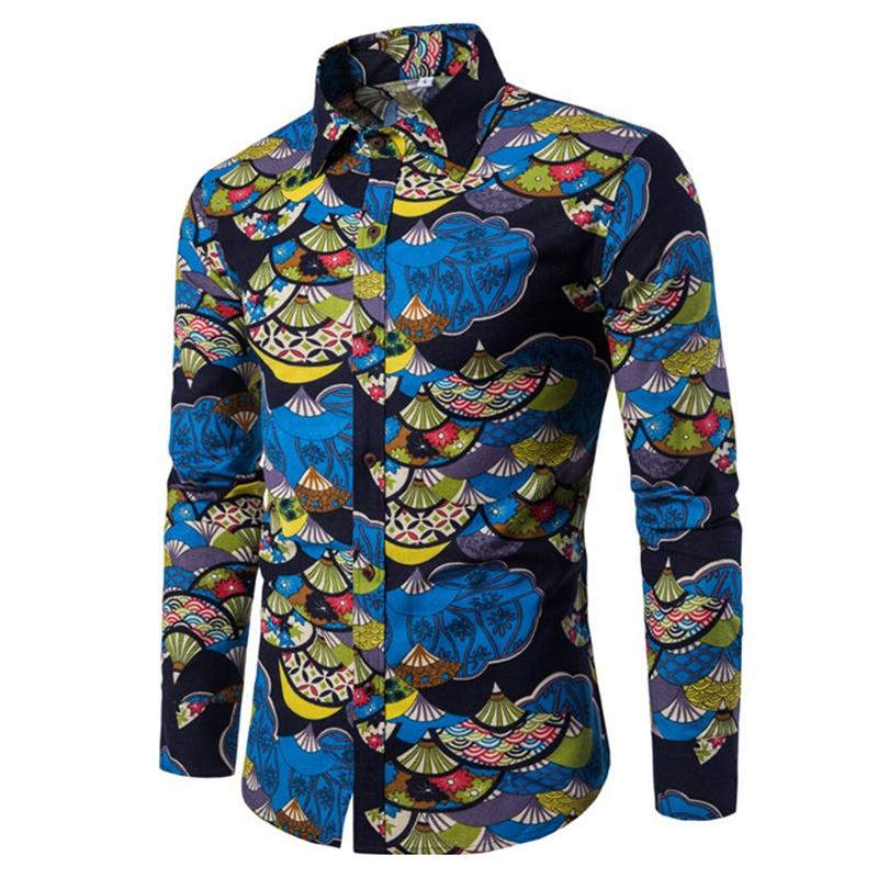 Fashion Mens Summer Casual Dress Shirt With Vibrant Floral Design And Comfortable Cotton Blended Fabric