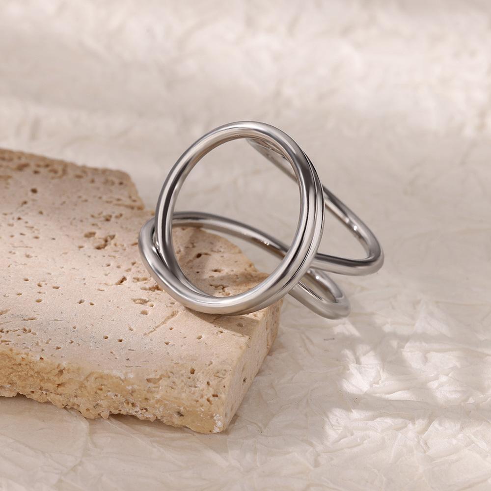 Stainless Steel Hollow Round Line Open Rings For Women Gold Color Wedding Ring Aesthetic Designer Jewelry Accessories Gift Bff