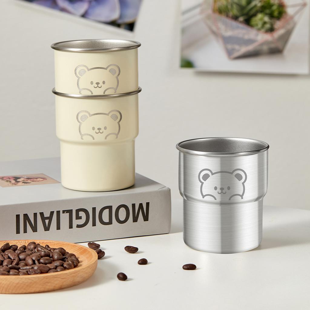 Cute Little Bear Water Mug 304 Stainless Steel Coffee Cup With Wooden Anti Scald Pad Office Workers Tumbler