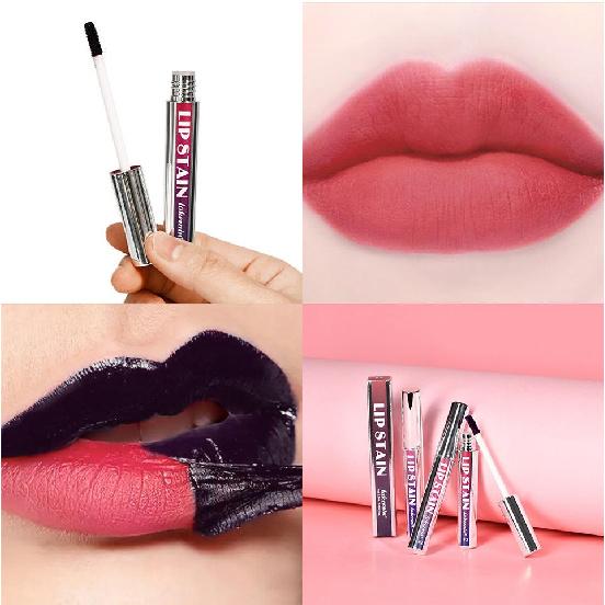 Lucidalabbra Tattoo Peel-Off Tubo Argento Impermeabile Liquido Opaco Tinta Labbra RosaRosato Strappabile Macchia Labbra Non Appiccicoso Asciugatura Rapida Trucco