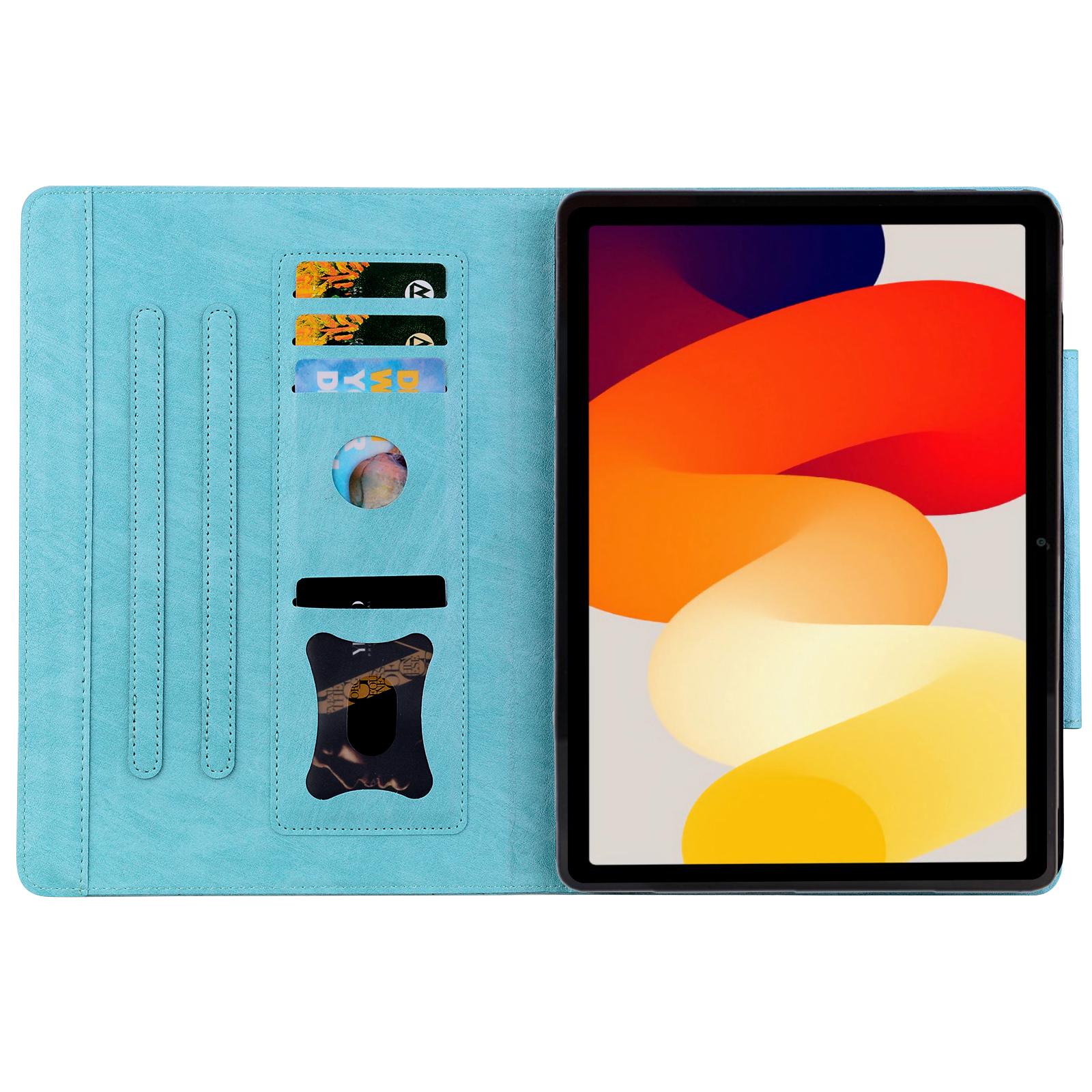 

For Xiaomi Redmi Pad SE Case Cat Buckle Closure Leather Protective Stand Cover Dark Blue