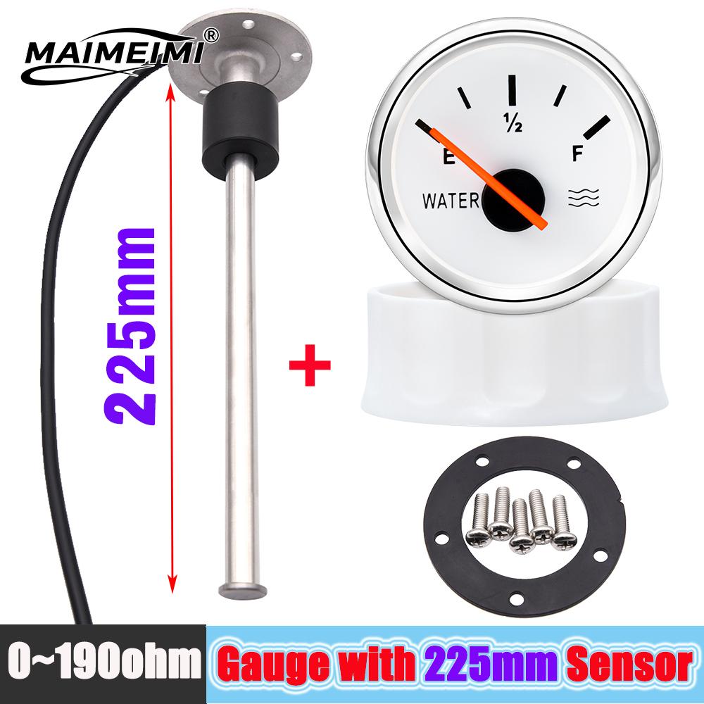 100-600mm Stainless Steel Marine Fuel Level Gauge Sensor Auto Red Color LED 0-190 Ohm Water Tank Meter Indicator for Car Boat