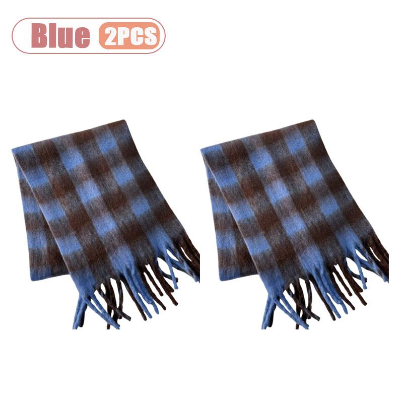 1-4pcs Thickened Plaid Scarf for Women Soft Warm Winter Windproof Wrap for Daily Outdoor Activities Versatile Fashion Accessory