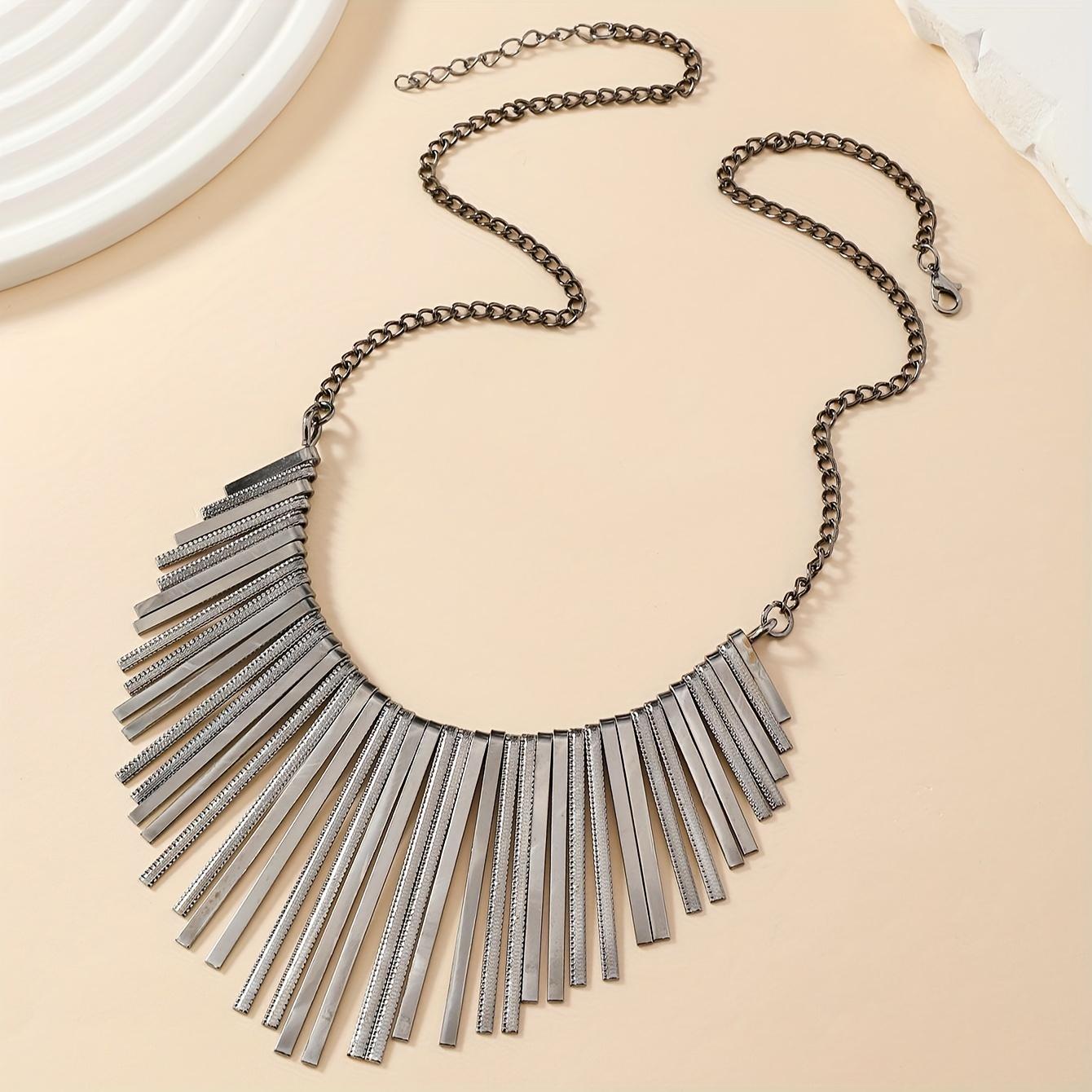 

Преувеличенная индивидуальность матовое металлическое ожерелье с кисточками длинное ожерелье с ключицами ювелирные изделия на шею слоновая кость