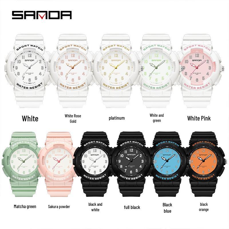 Sanda Cross-border Watches for Men, Women, and Teens - Fresh Style, Sporty Waterproof Electronic Quartz Watches, Fashionable for Students