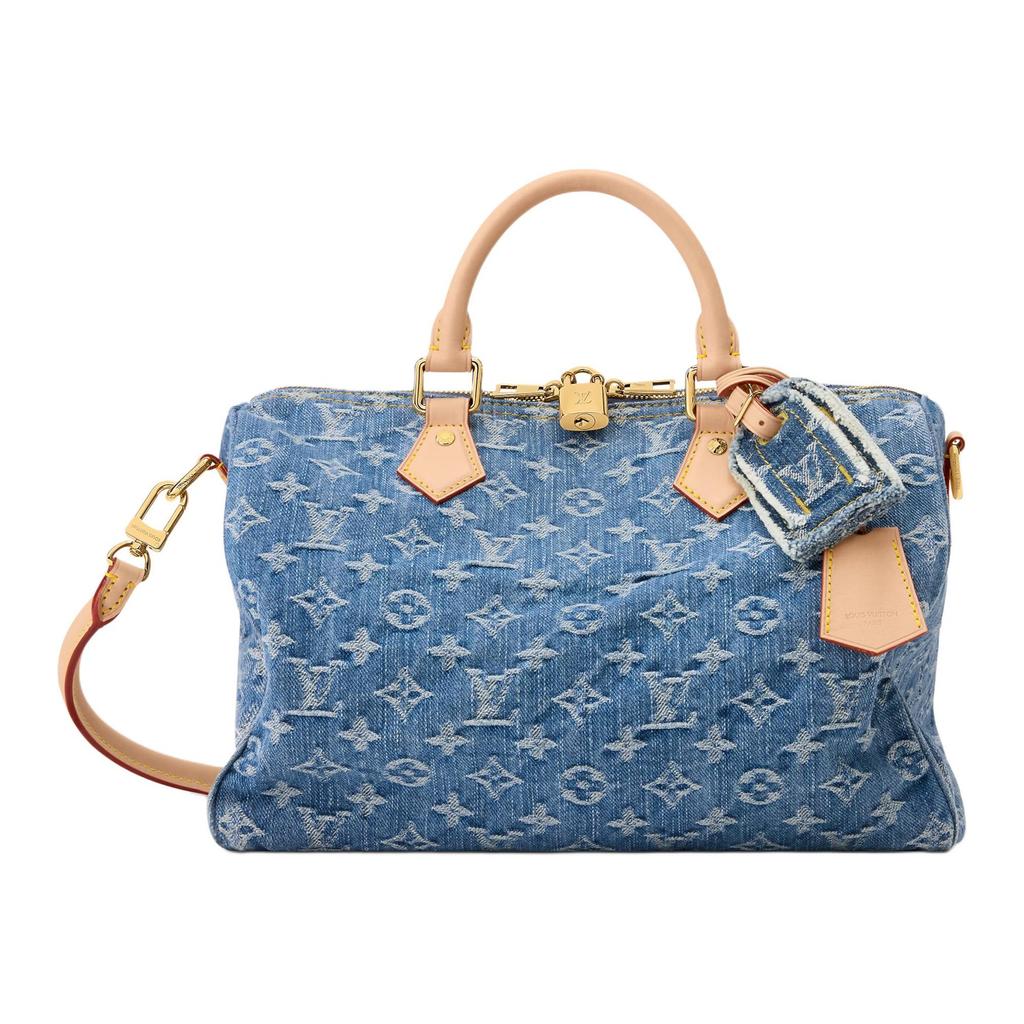 Louis Vuitton Speedy Fabric One Shoulder Handbag Women's Blue M14430