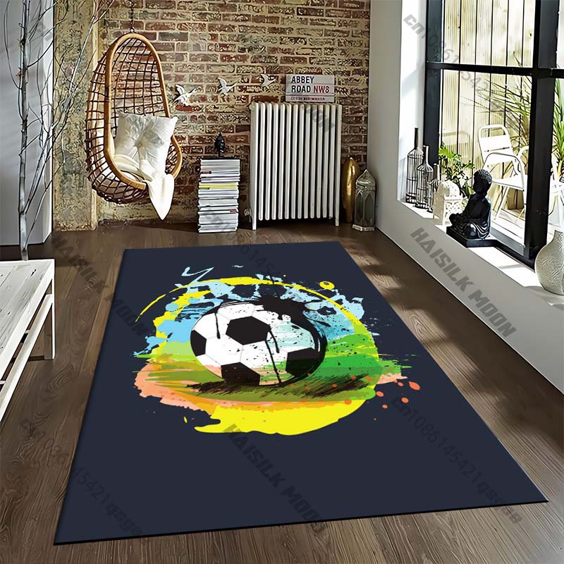 Tappeto da Camera con Motivo Cartone Animato Sport Calcio 15 Misure Tappeto Street Fashion per Camera da Letto Soggiorno Tappetino Antiscivolo Tappeto per Sedia Regalo