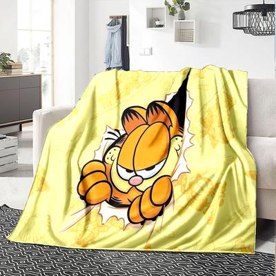 Garfield Through Wall Flannel Blanket Super Soft Warm Cozy Blanket For Sofa Bed Office Travel Allseason Home Decor Gift