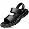 Large Size Cowhide Sandals Men's 2025 Summer Heart Wear Dual-purpose Beach Shoes Foreign Trade Casual Roman Men's Shoes