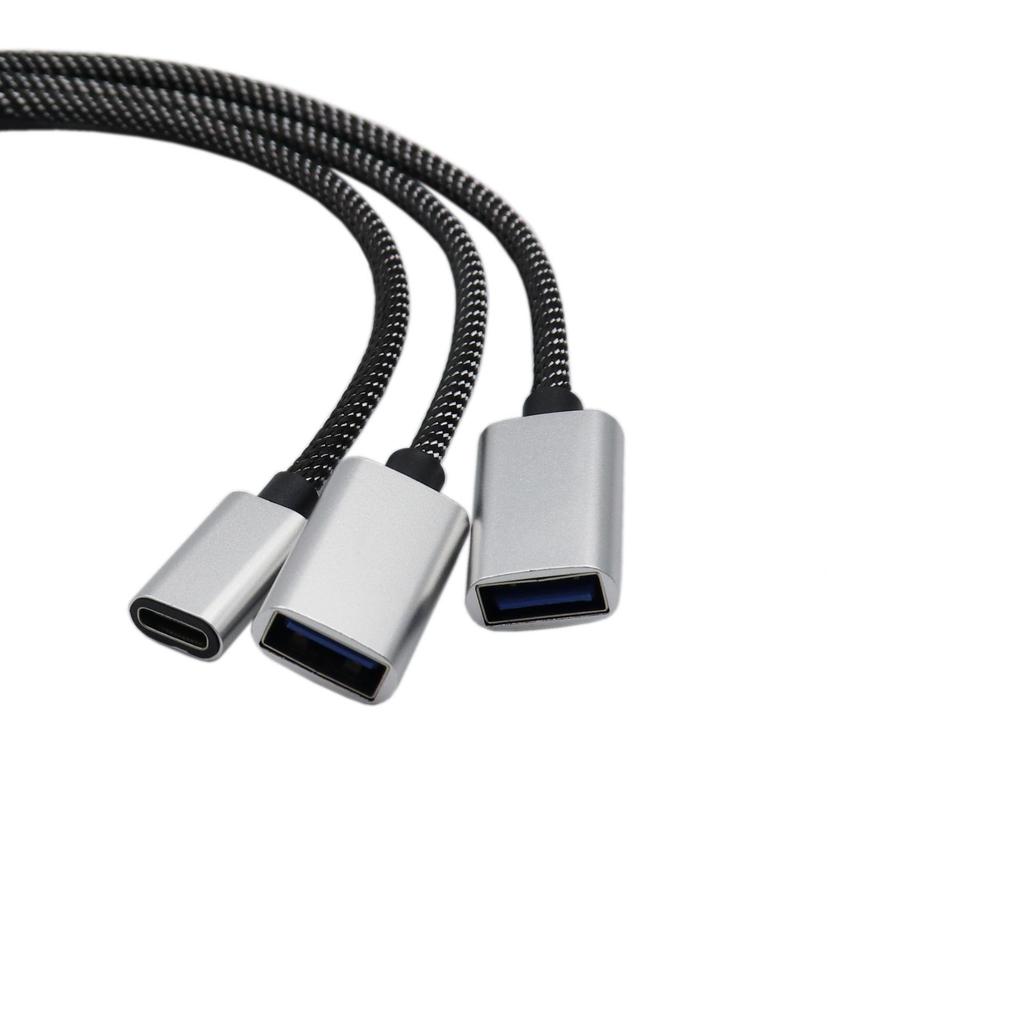 Type-C 4-in-1 USB 2.0 Hub: 2 USB + 1 Type-C Ports