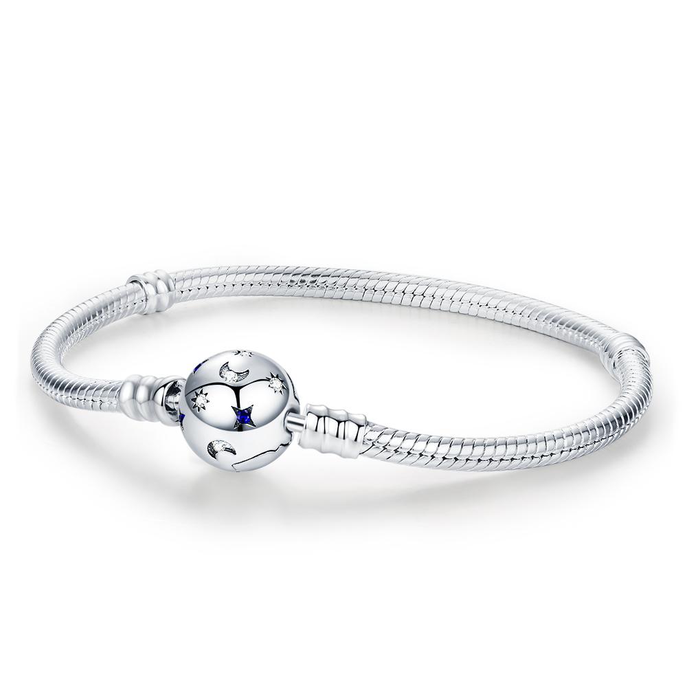 925 Silver Flower Heart Bracelet Sparkling Sun Moon Star Bracelet for women Fit original charms beads jewelry love gift