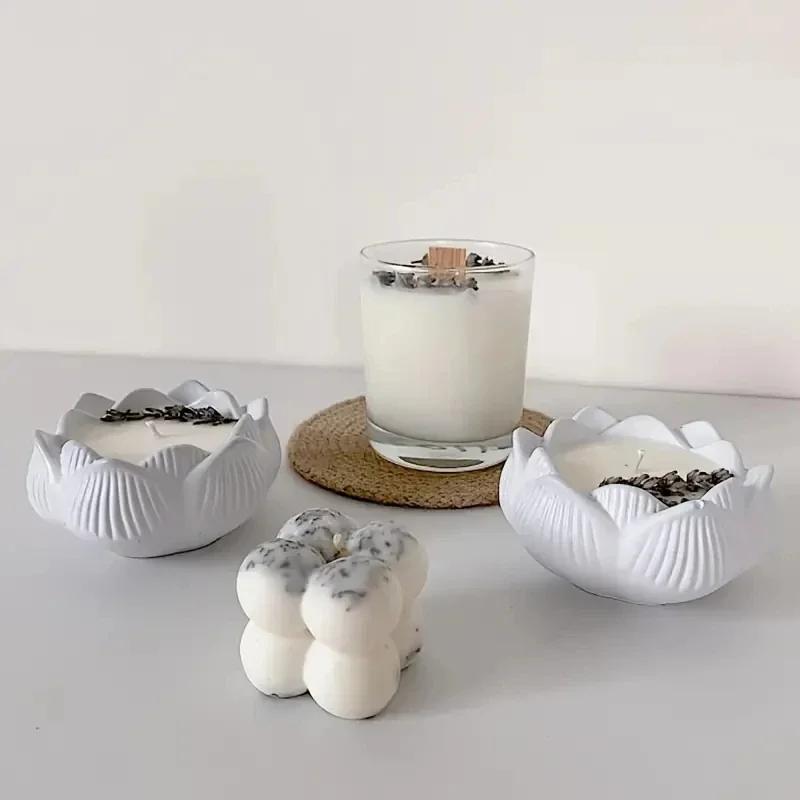 1pcsLarge Lotus Candle Silicone Molds 3D Flower Aromatherapy Gypsum Soap Resin Crafts Cement Mold DIY Chocolate Cake Baking Tool