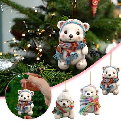 Santa Claus Reindeer Pendant Festive Christmas Tree Hanging Ornament Acrylic Cartoon