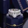High Quality Crystal Zircon Wedding Ring Set Fashion Big Stone Finger Ring Promise Bridal Engagement S925 Silver Rings for Women