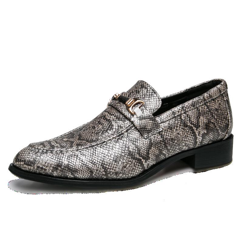 Men's Snake Print Pointed Toe Leather Shoes – Slip-on for Nightclub or Formal Wear