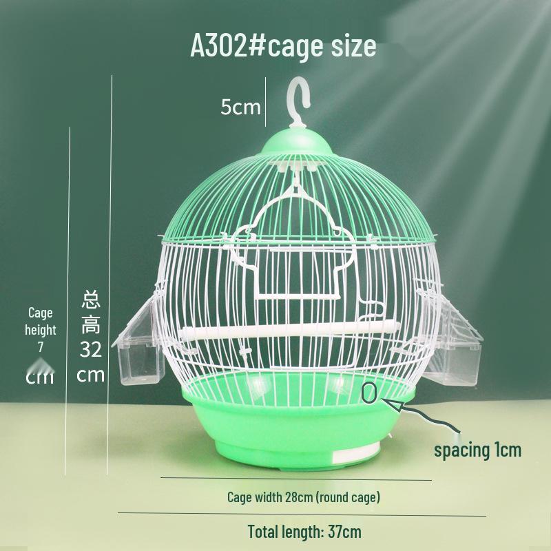 A302 Portable Finch and Budgie Birdcage - Round, Metal and Plastic Design
