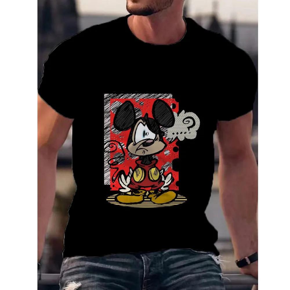 Pánské tričko Disney Mickey Mouse Potisk Tričko Nadměrné Ležérní Krátký rukáv Letní Sportovní oblečení Pánské oblečení Trička Topy
