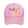Playful Corgi Sister Paw Love Graphi Mesh Baseball Cap Polyester Forward Observations Hat Adjustable Golf Hat Summer