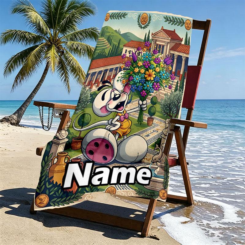 Personalisierbares Diddl Strandtuch mit individuellem Namen, für Reise Camping Strandparty Heimdekoration, Geburtstagsgeschenk für Familie & Freunde